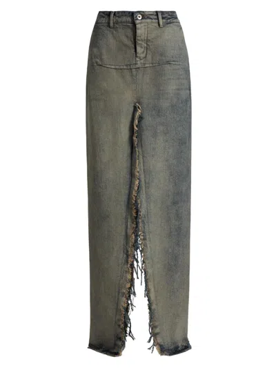 Rick Owens Women's Gonna Denim Sliced Skirt In Blue