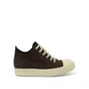 Rick Owens Black And Milk Leather Sneakers In Dark Dust/milk
