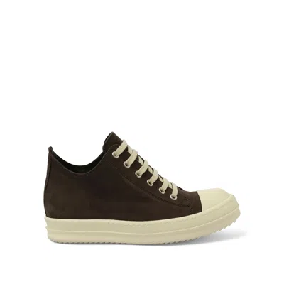 Rick Owens Black And Milk Leather Sneakers In Dark Dust/milk
