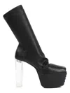 Rick Owens Minimal Gril Stretch High Heels Ankle Boots In Black Leather In Black