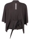 Rick Owens Tie-front Cape Top In Brown