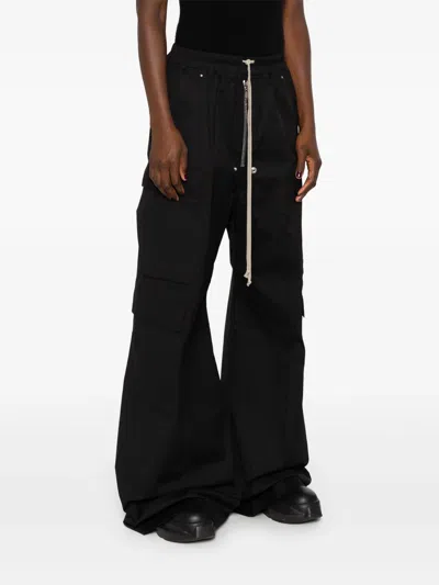 Rick Owens Women Heavy Cotton Cargobelas Pants In 09 Black