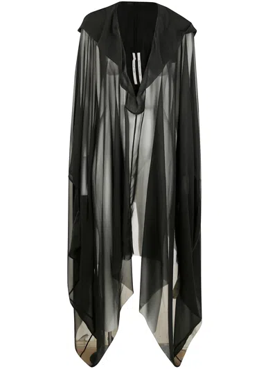 Rick Owens Women Hooded Kaftan Pullover In Black