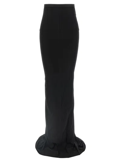 Rick Owens High-waisted Floor-length Skirt With Seam Detailing In Black