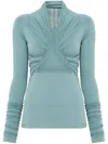 Rick Owens Women Jersey Ls Prong In Blue