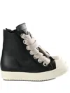 Rick Owens Lace-up High-top Rubber Sole Sneaker In Black