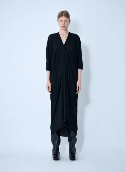 Rick Owens Draped V-neck Dress In Black