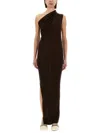 Rick Owens Maxi One Shoulder Ribbed Slit Dress