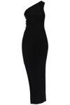 Rick Owens Athena Long Black Ribbed One Shoulder Dress In Wool In Black