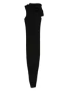 Rick Owens Black Knitted Wool Long Dress In Black