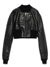 Rick Owens Long-sleeved Leather Jacket In Black