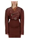 Rick Owens Cropped Biker Jacket Jackets Brown In Bordeaux