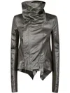 Rick Owens Women Leather Naska Biker Jacket In Gray