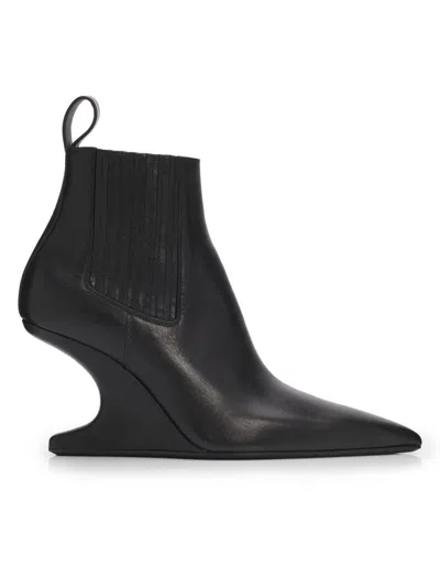 RICK OWENS WOMEN'S LEATHER WEDGE ANKLE BOOTIES