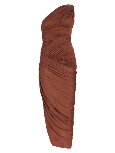 Rick Owens Women's Lida Draped One-shoulder Gown In Henna Brown