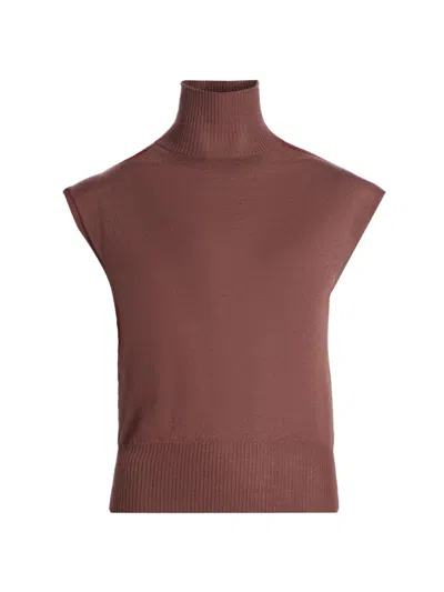 Rick Owens Women's Maglia Cashmere Cap-sleeve Turtleneck In Burgundy