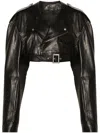 Rick Owens Women Micro Biker Cropped Leather Jacket In Black