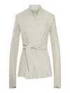 Rick Owens Women Nappa Blazer With Stretch Cotton Inserts In White