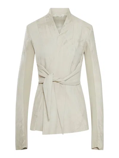 Rick Owens Women Nappa Blazer With Stretch Cotton Inserts In White