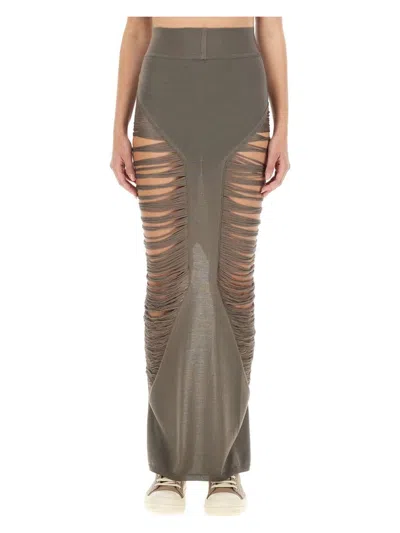 Rick Owens Pillar Maxi Skirt In Green