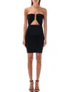 Rick Owens Prong Cutout Coated Denim Bustier Dress In Black