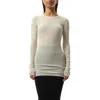 Rick Owens Ribbed Crew Neck Long Sleeve T-shirt In Dinge