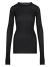 Rick Owens Ribbed Long-sleeve Top With Signature Back Stitching In Black