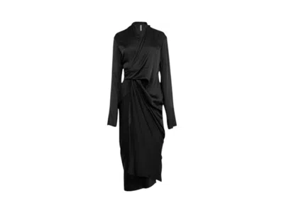 Pre-owned Rick Owens Women's  Charmeuse Wrap Dress In Black