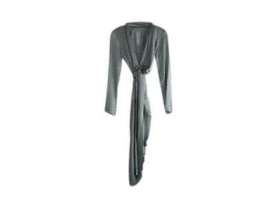 Pre-owned Rick Owens Women's  Charmeuse Wrap Dress In Washed Indigo In Blue