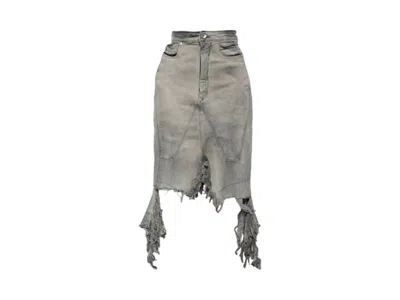 Pre-owned Rick Owens Women's  Drkshdw Denim Slivered Skirt In Sky Blue