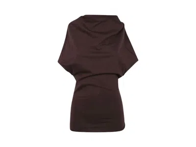 Pre-owned Rick Owens Women's  Jersey Shroud T-shirt In Mahogany