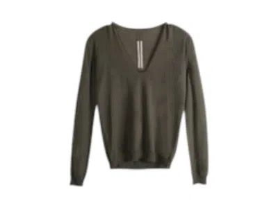 Pre-owned Rick Owens Women's  Knit V Neck Pullover In Bosco In Brown
