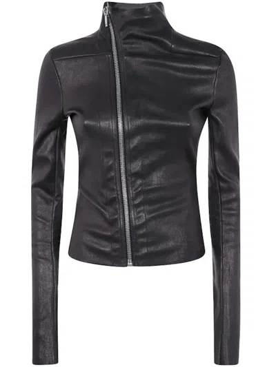 Pre-owned Rick Owens Women's  Leather Gary Jacket In Black