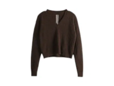 Pre-owned Rick Owens Women's  Maglia Tommy V Neck Sweater In Brown