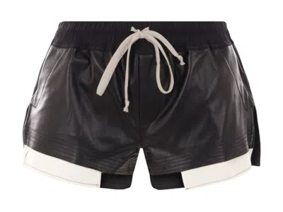 Pre-owned Rick Owens Women's  Pelle Shorts Fog Boxers In Black