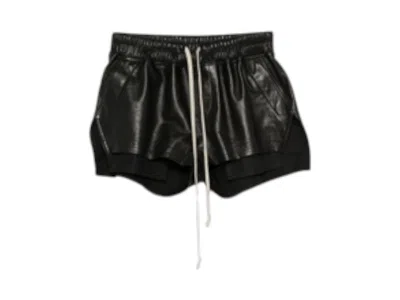 Pre-owned Rick Owens Women's  Waxed Leather Fog Boxers In Black