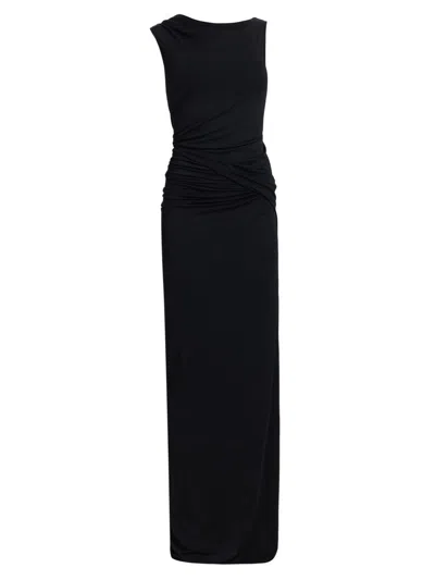 Rick Owens Shailee Draped Jersey Gown In Black