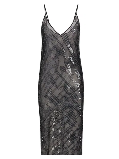 Rick Owens Women's Sheer Sequined Slip Dress In Black