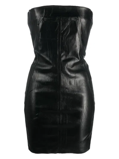 Rick Owens Women's Short Denim Bustier Dress In Black