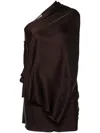 Rick Owens Draped Collar One-shoulder Top In Brown