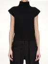 Rick Owens Short Sleeves Turtle Neck Top In Black