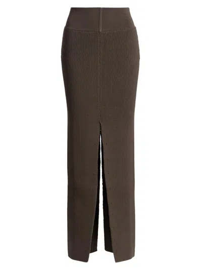 Rick Owens Women's Sliced Wool Knit Maxi Skirt In Brown
