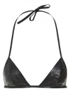 Rick Owens Snake Print Leather Triangle Bra In Black