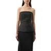 Rick Owens Strapless Black Top With Fitted Bodice And Flared Hem In Black