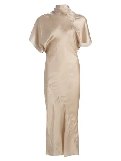 Rick Owens Women's Temple Seb Satin Draped Cocktail Dress In Neutral