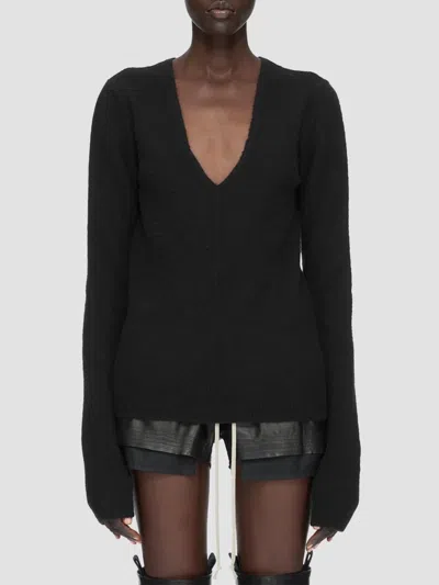 Rick Owens Women's Tommy V-neck Alpaca Sweater In Black