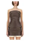 Rick Owens Brown Hollywood Bustier Denim Top In Brown