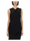 Rick Owens Crossover V-necked Sheer Sleeveless Top In Black