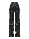 Rick Owens Women Waxed Cotton Jeans With Leather Effect In Black