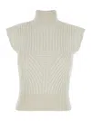 Rick Owens Women White Sleeveless Top With High-neck In Virgin Wool Woman In Neutral